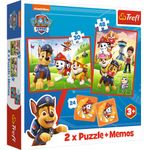 Jucarii, Copii si Bebe - Jucarii si jocuri - Jocuri si puzzle - Puzzle - Set 2 puzzle-uri + joc memorie Trefl - Paw Patrol, Echipa in actiune, 30/48 piese - Infinity.ro