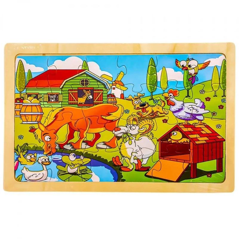 Jucarii, Copii si Bebe - Jucarii si jocuri - Jocuri si puzzle - Puzzle - Puzzle lemn, 24 piese, Ferma animalelor 1 - Infinity.ro