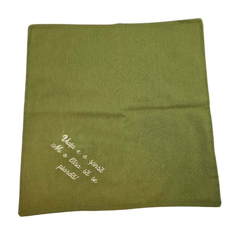 Casa si Gradina - Textile si covoare - Textile bucatarie - Servete si naproane - Set 12 servetele brodate, bumbac, 35 x 35 cm , Olive - Infinity.ro