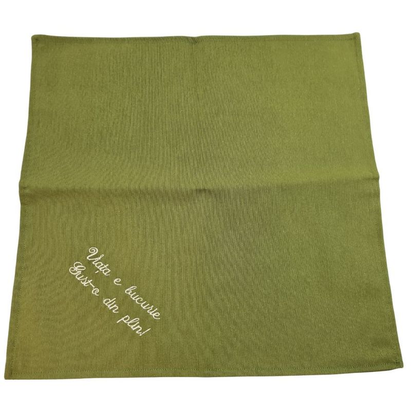 Casa si Gradina - Textile si covoare - Textile bucatarie - Servete si naproane - Set 12 servetele brodate, bumbac, 35 x 35 cm , Olive - Infinity.ro