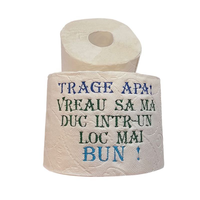 Market - Cadouri - Cadouri personalizate - Hartie Igienica Brodata Craciun "Trage apa " Ariale, multicolor, celuloza - Infinity.ro