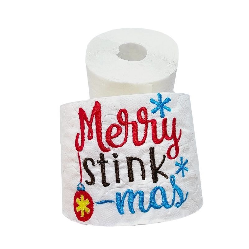 Market - Cadouri - Cadouri personalizate - Hartie Igienica Brodata Craciun "Merry stink " Ariale, multicolor, celuloza - Infinity.ro