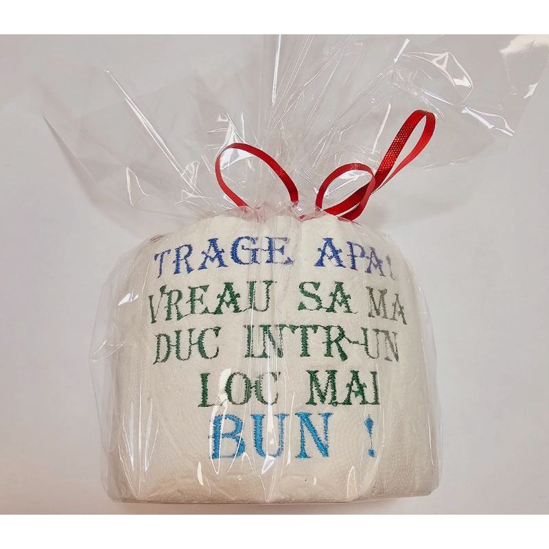 Market - Cadouri - Cadouri personalizate - Hartie Igienica Brodata Craciun "Trage apa " Ariale, multicolor, celuloza - Infinity.ro