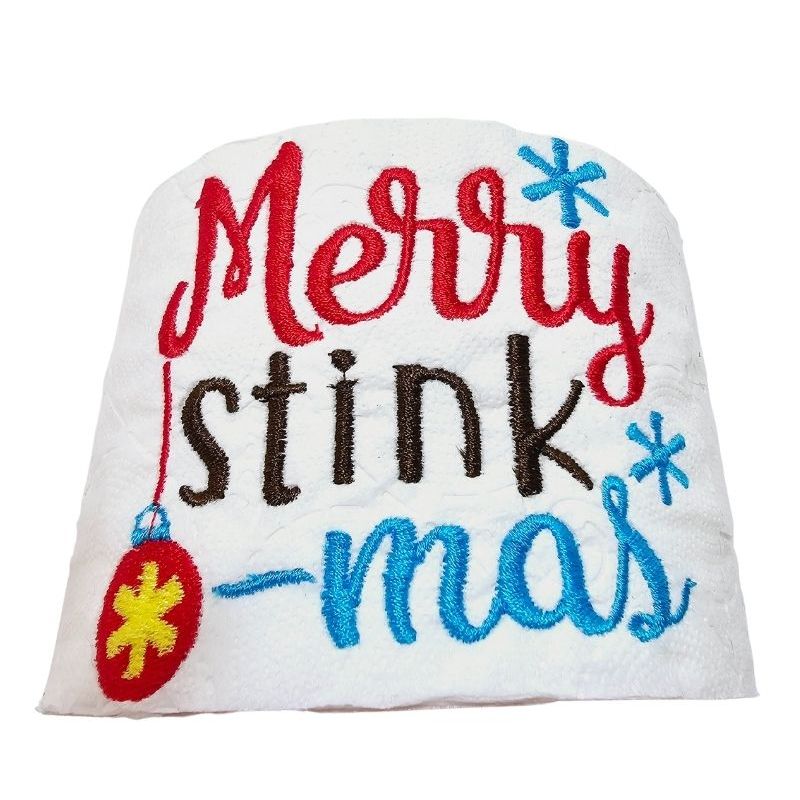 Market - Cadouri - Cadouri personalizate - Hartie Igienica Brodata Craciun "Merry stink " Ariale, multicolor, celuloza - Infinity.ro