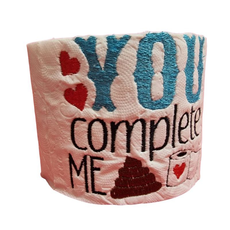 Market - Cadouri - Cadouri personalizate - Hartie Igienica Brodata " You complete me", multicolor, celuloza - Infinity.ro