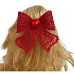 Fashion, accesorii si bijuterii - Femei - Accesorii femei - Accesorii pentru par femei - Clama de par, accesorizata cu funda din broderie Ariale, rosu - Infinity.ro