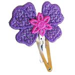 Fashion, accesorii si bijuterii - Femei - Accesorii femei - Accesorii pentru par femei - Set 2 Clame Brodate Happy Purple, Ariale, multicolor - Infinity.ro
