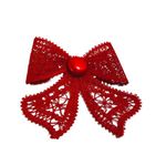 Fashion, accesorii si bijuterii - Femei - Accesorii femei - Accesorii pentru par femei - Clama de par, accesorizata cu funda din broderie Ariale, rosu - Infinity.ro