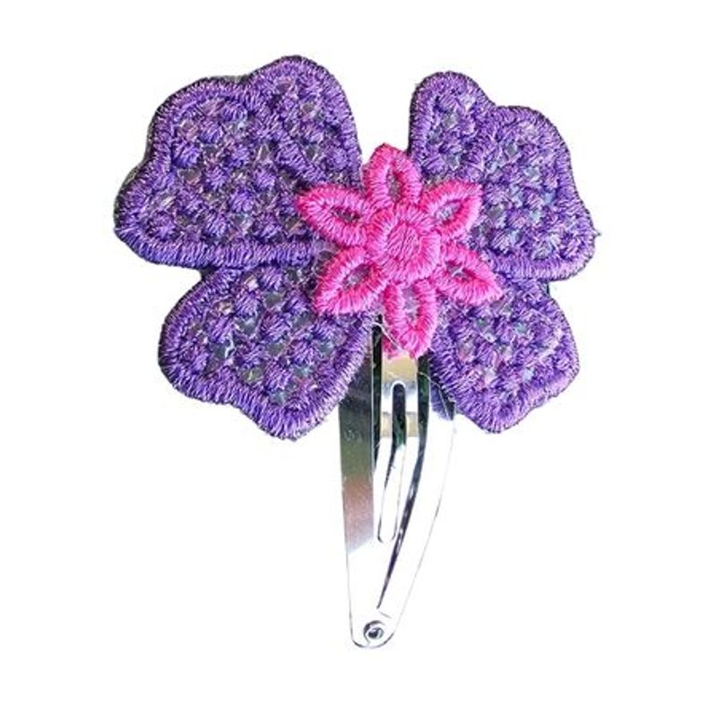 Fashion, accesorii si bijuterii - Femei - Accesorii femei - Accesorii pentru par femei - Set 2 Clame Brodate Happy Purple, Ariale, multicolor - Infinity.ro