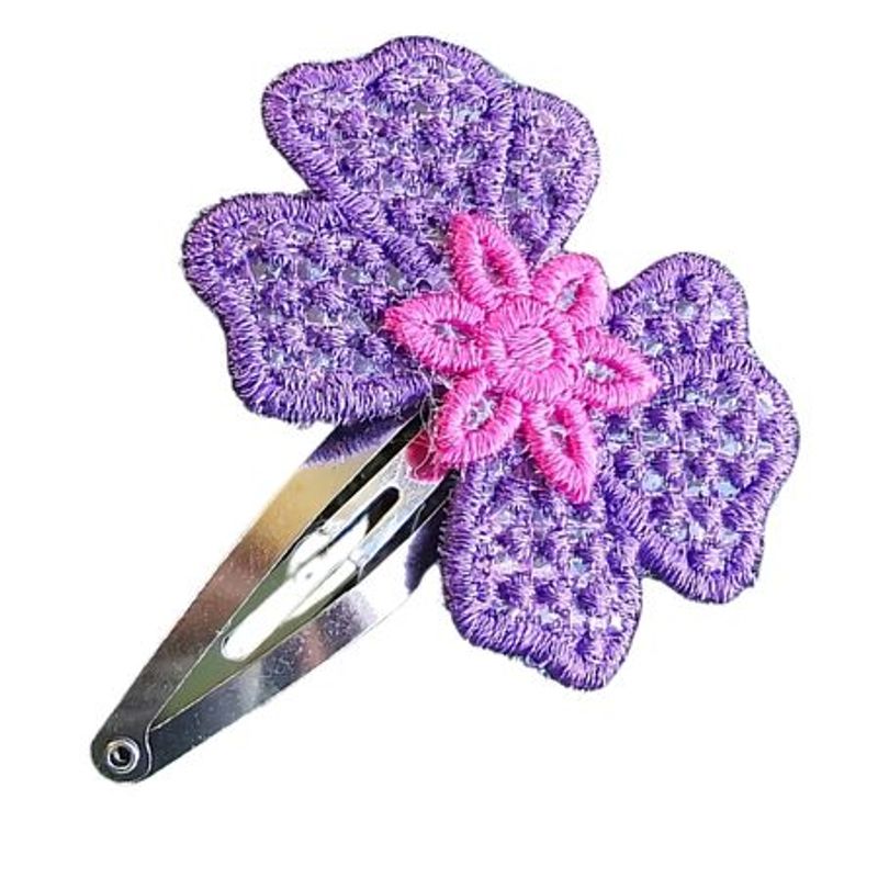Fashion, accesorii si bijuterii - Femei - Accesorii femei - Accesorii pentru par femei - Set 2 Clame Brodate Happy Purple, Ariale, multicolor - Infinity.ro