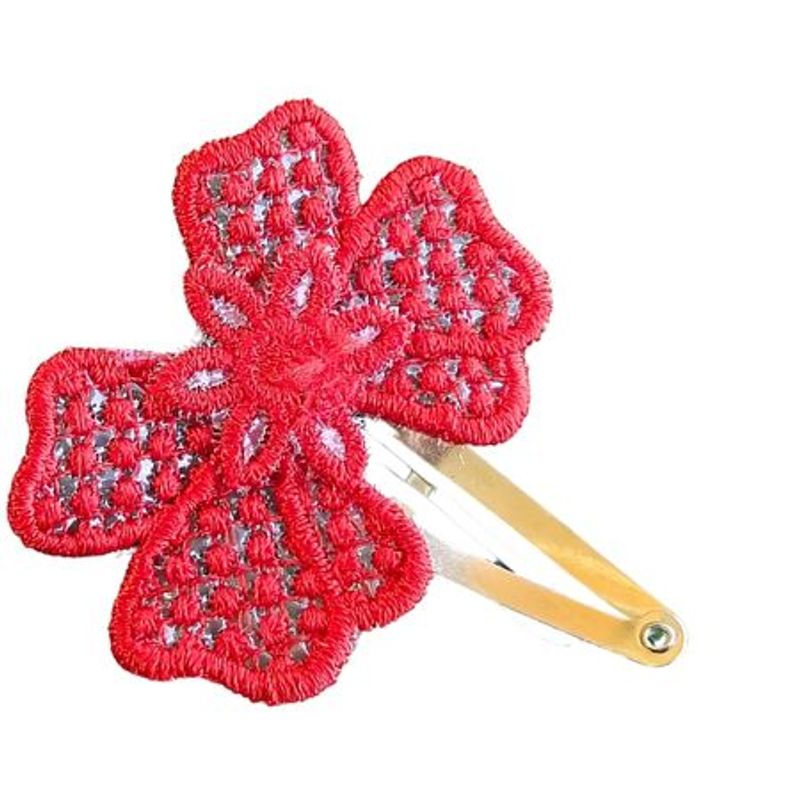 Fashion, accesorii si bijuterii - Femei - Accesorii femei - Accesorii pentru par femei - Set 2 Clame Brodate Happy All Red, Ariale, multicolor - Infinity.ro