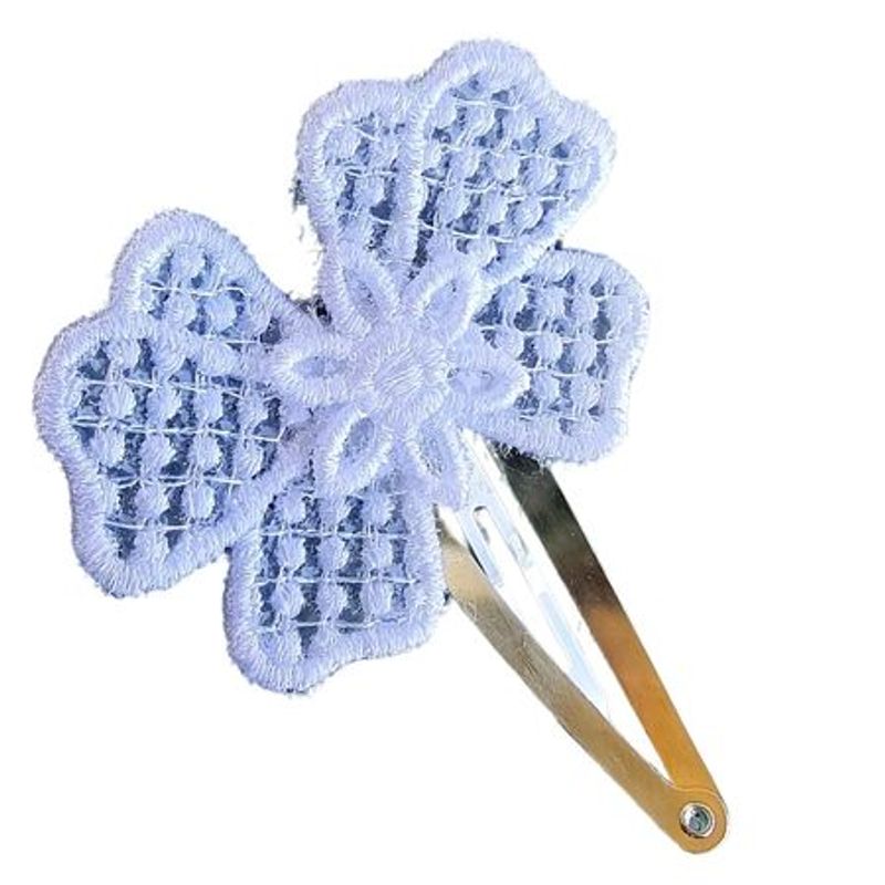 Fashion, accesorii si bijuterii - Femei - Accesorii femei - Accesorii pentru par femei - Clama Brodata Happy Mix White,  Ariale, alb - Infinity.ro