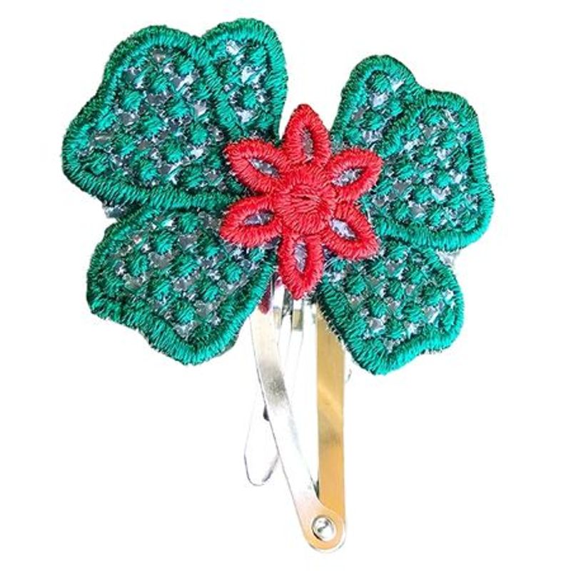 Fashion, accesorii si bijuterii - Femei - Accesorii femei - Accesorii pentru par femei - Clama Brodata Happy Vibe Green,  Ariale, multicolor - Infinity.ro