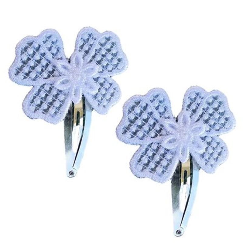 Fashion, accesorii si bijuterii - Femei - Accesorii femei - Accesorii pentru par femei - Clama Brodata Happy Mix White,  Ariale, alb - Infinity.ro