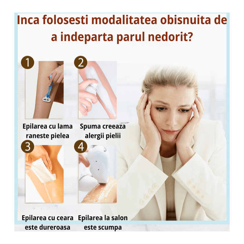 Ingrijire personala si Cosmetice - Aparate & accesorii ingrijire personala - Epilatoare si accesorii - Epilatoare - Epilator IPL Premium MAROVIO®, 999.999 pulsatii, epilare definitiva, senzor piele, 5 viteze, tub lumina quartz Xenon, Alb - Infinity.ro
