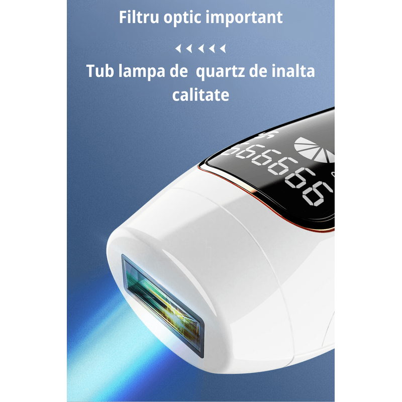 Ingrijire personala si Cosmetice - Aparate & accesorii ingrijire personala - Epilatoare si accesorii - Epilatoare - Epilator IPL Premium MAROVIO®, 999.999 pulsatii, epilare definitiva, senzor piele, 5 viteze, tub lumina quartz Xenon, Alb/Negru - Infinity.ro