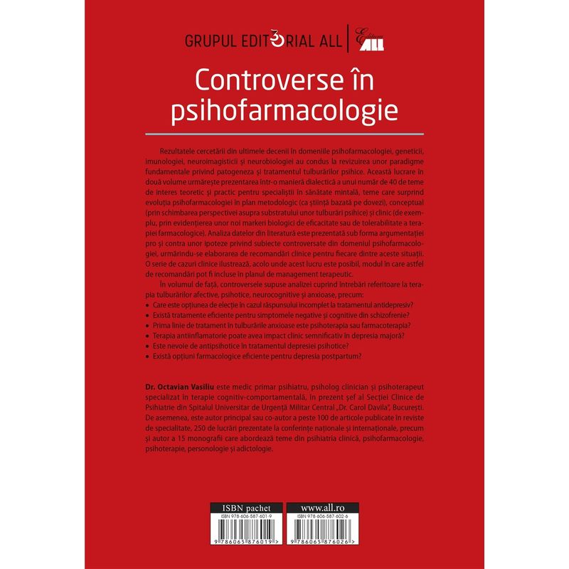 Carti si Birotica - Carti - Medicina si sanatate - Controverse in psihofarmacologie - vol. 1 - Dr. Octavian Vasiliu - Infinity.ro