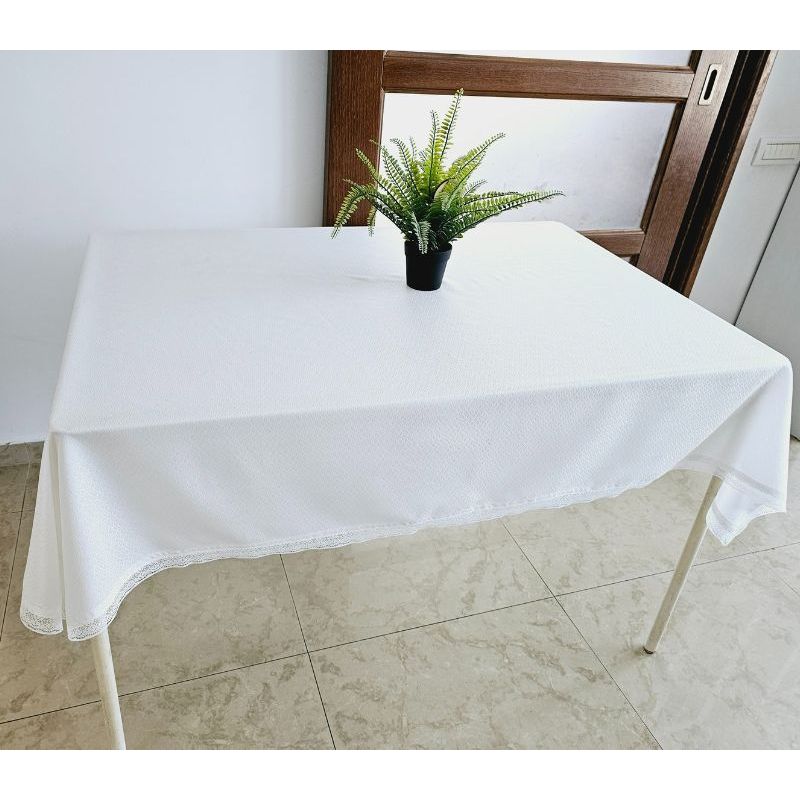 Casa si Gradina - Textile si covoare - Textile bucatarie - Fete de masa - Fata de masa cu dantela, Crystal By Ariale, 100x140cm, textil, alb - Infinity.ro