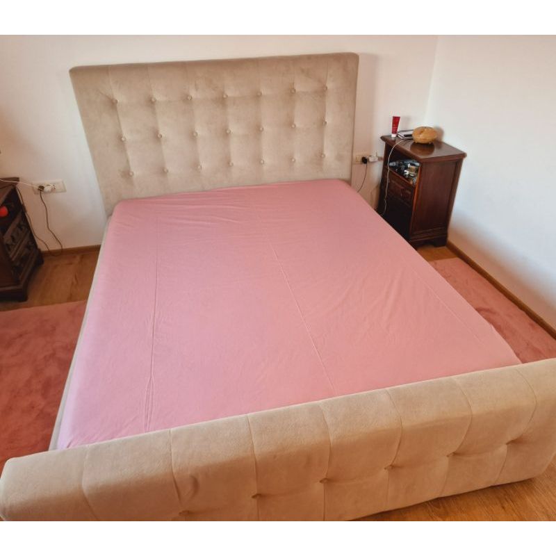 Casa si Gradina - Textile si covoare - Lenjerii de pat - Cearceafuri de pat - Cearceaf de pat cu elastic ARIALE, bumbac ranforce, 180 X 200 X 25 cm, Lila - Infinity.ro