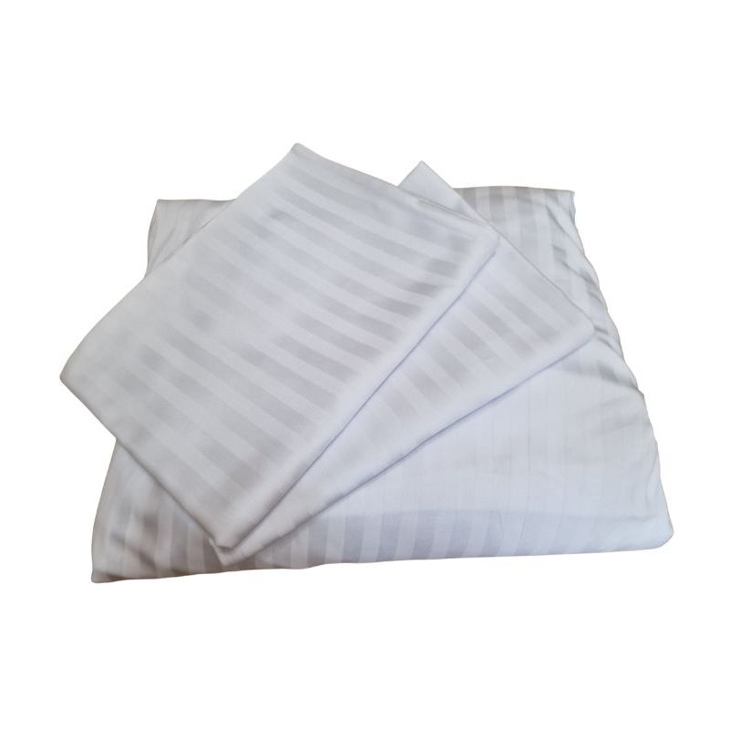 Casa si Gradina - Textile si covoare - Lenjerii de pat - Seturi de lenjerie - Set lenjerie de pat dublu, cearsaf de pat, 2 fete de perna, damasc, Alb - Infinity.ro