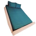 Casa si Gradina - Textile si covoare - Lenjerii de pat - Seturi de lenjerie - Set lenjerie de pat dublu, cearsaf de pat, 2 fete de perna, damasc, Turcoaz - Infinity.ro