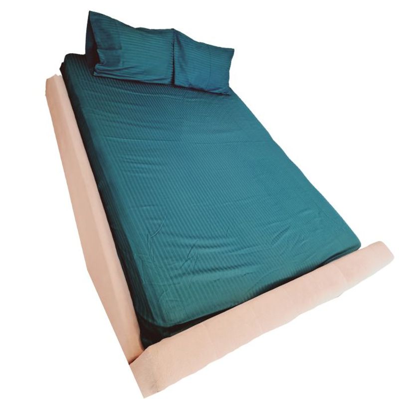 Casa si Gradina - Textile si covoare - Lenjerii de pat - Seturi de lenjerie - Set lenjerie de pat dublu, cearsaf de pat, 2 fete de perna, damasc, Turcoaz - Infinity.ro