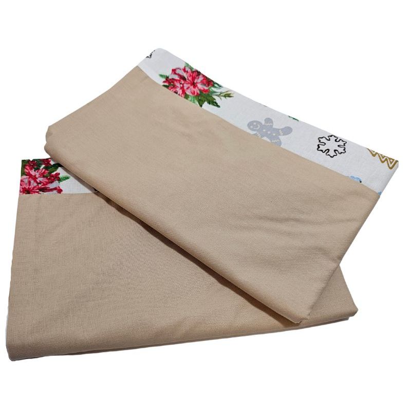 Casa si Gradina - Textile si covoare - Lenjerii de pat - Fete de perna - Set 2 fete de perna Craciun, Ginger Beige ARIALE, 50x70cm, bumbac ranforce, Multicolor - Infinity.ro