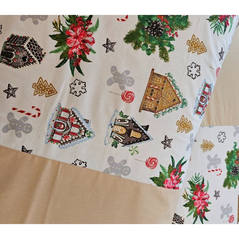 Casa si Gradina - Textile si covoare - Lenjerii de pat - Fete de perna - Set 2 fete de perna Craciun, Ginger Beige ARIALE, 50x70cm, bumbac ranforce, Multicolor - Infinity.ro