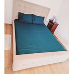 Casa si Gradina - Textile si covoare - Lenjerii de pat - Seturi de lenjerie - Set lenjerie de pat dublu, cearsaf de pat, 2 fete de perna, damasc, Turcoaz - Infinity.ro