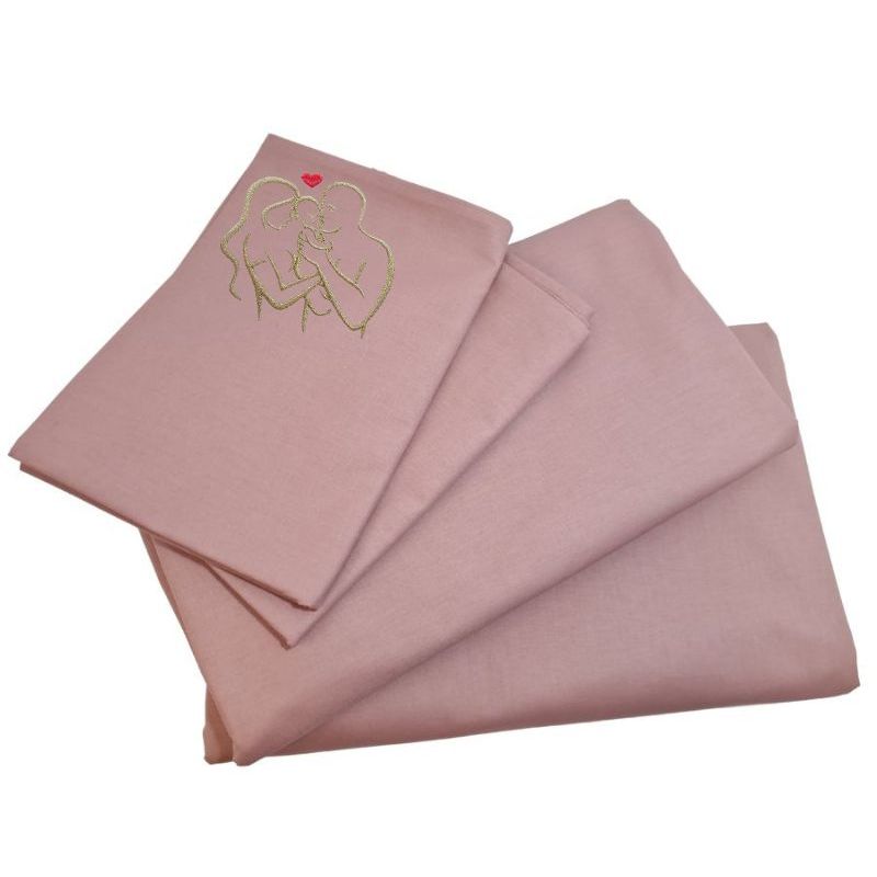 Casa si Gradina - Textile si covoare - Lenjerii de pat - Seturi de lenjerie - Lenjerie de pat brodata Family by Ariale, pentru 2 persoane, 4 piese, bumbac ranforce, 200 x220 cm, Lila - Infinity.ro