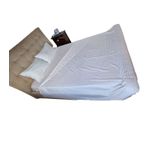 Casa si Gradina - Textile si covoare - Lenjerii de pat - Seturi de lenjerie - Lenjerie de pat pentru 2 persoane, 4 piese, damasc satinat, cearceaf de pat cu elastic 180 x 200 x 25, Alb - Infinity.ro