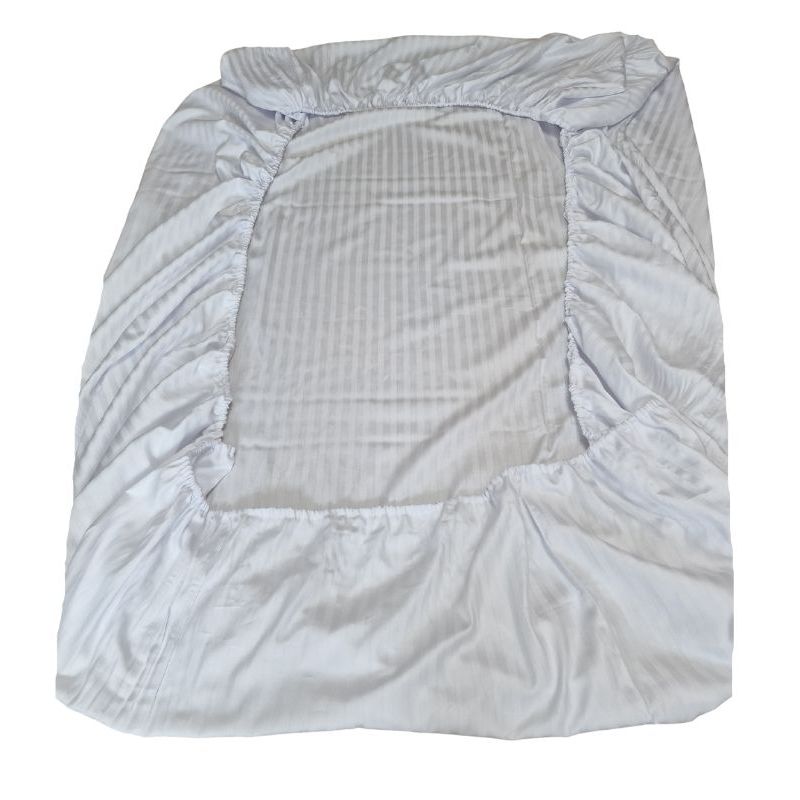 Casa si Gradina - Textile si covoare - Lenjerii de pat - Seturi de lenjerie - Lenjerie de pat pentru 2 persoane, 4 piese, damasc satinat, cearceaf de pat cu elastic 180 x 200 x 25, Alb - Infinity.ro