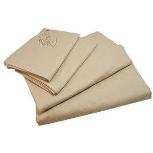 Lenjerie de pat brodata Family by Ariale, pentru 2 persoane, 4 piese, bumbac ranforce, 200 x220 cm, Bej
