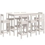 Casa si Gradina - Mobilier - Seturi de mobilier - Seturi bucatarie - Set mobilier de bar, 9 piese, alb, lemn masiv de pin - Infinity.ro