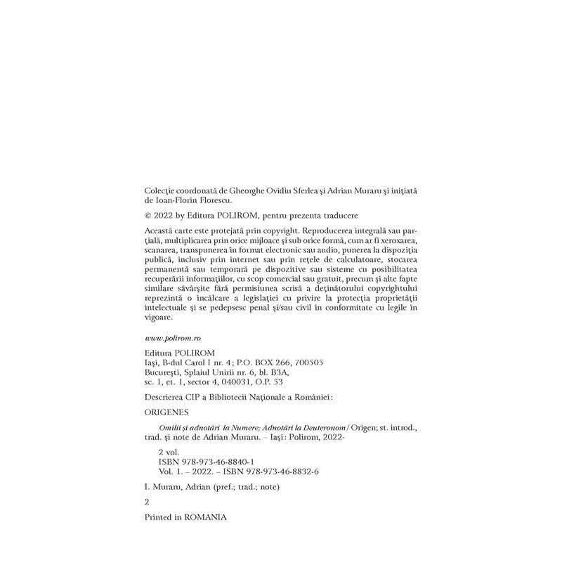 Carti si Birotica - Carti - Religie - Omilii si adnotari la Numere. Adnotari la Deuteronom. Vol. 1, Origen - Infinity.ro