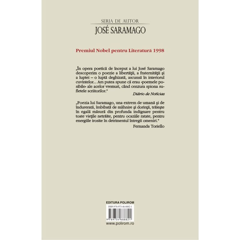 Carti si Birotica - Carti - Beletristica - Poemele posibile.Antologie (1966-1975), Jose Saramago - Infinity.ro