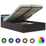 Casa si Gradina - Mobilier - Paturi si accesorii - Paturi - Cadru pat hidraulic lada si LED gri 140x200 cm piele ecologica - Infinity.ro