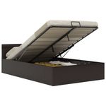 Casa si Gradina - Mobilier - Paturi si accesorii - Paturi - Cadru pat hidraulic lada si LED gri 140x200 cm piele ecologica - Infinity.ro