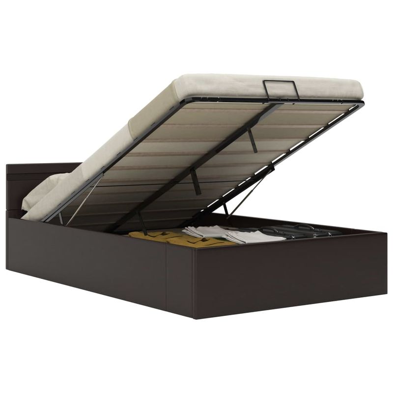 Casa si Gradina - Mobilier - Paturi si accesorii - Paturi - Cadru pat hidraulic lada si LED gri 140x200 cm piele ecologica - Infinity.ro