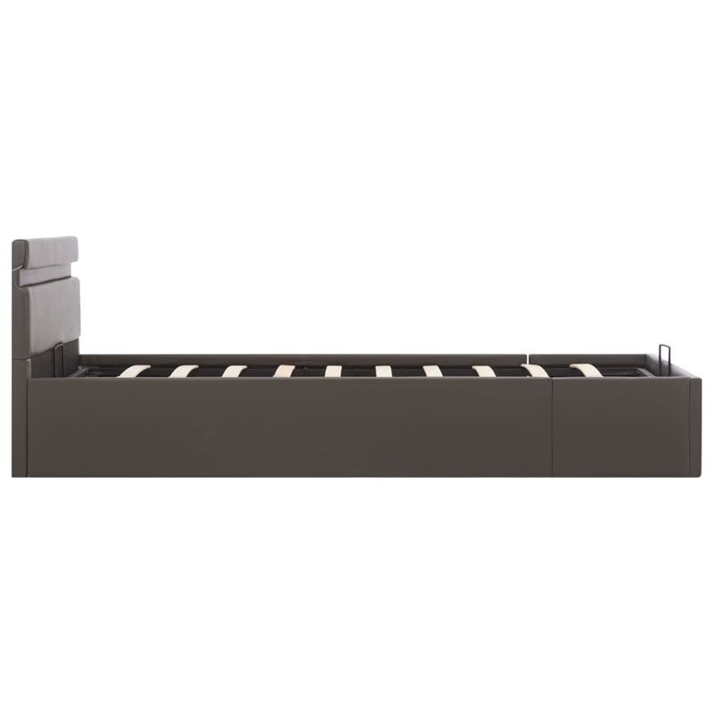 Casa si Gradina - Mobilier - Paturi si accesorii - Paturi - Cadru pat hidraulic lada si LED gri 140x200 cm piele ecologica - Infinity.ro