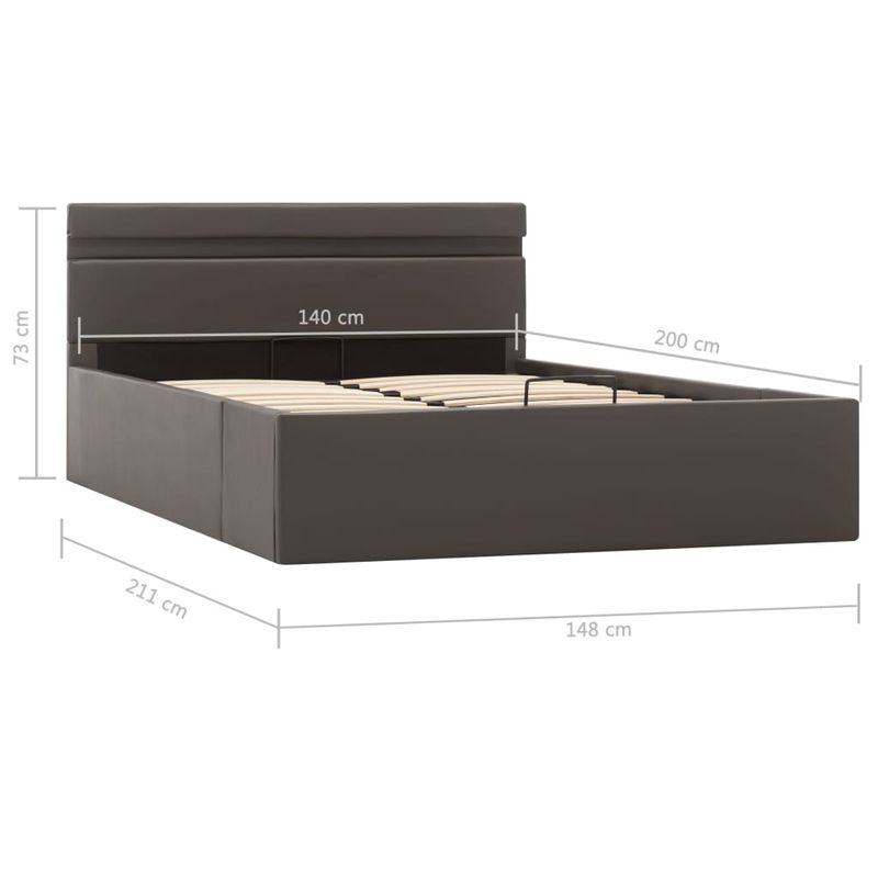 Casa si Gradina - Mobilier - Paturi si accesorii - Paturi - Cadru pat hidraulic lada si LED gri 140x200 cm piele ecologica - Infinity.ro