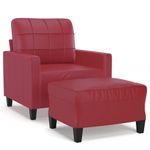 Casa si Gradina - Mobilier - Scaune si fotolii - Fotolii - Fotoliu canapea cu taburet, rosu vin, 60 cm, piele ecologica - Infinity.ro
