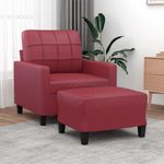 Casa si Gradina - Mobilier - Scaune si fotolii - Fotolii - Fotoliu canapea cu taburet, rosu vin, 60 cm, piele ecologica - Infinity.ro
