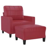Casa si Gradina - Mobilier - Scaune si fotolii - Fotolii - Fotoliu canapea cu taburet, rosu vin, 60 cm, piele ecologica - Infinity.ro
