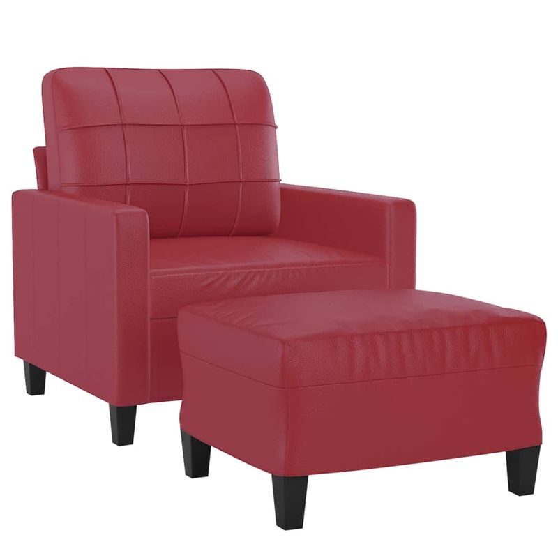 Casa si Gradina - Mobilier - Scaune si fotolii - Fotolii - Fotoliu canapea cu taburet, rosu vin, 60 cm, piele ecologica - Infinity.ro
