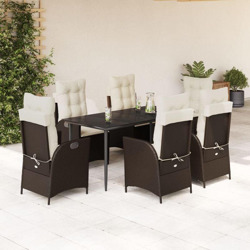 Casa si Gradina - Gradina si terasa - Mobilier exterior - Seturi mobila gradina - Set mobilier de gradina cu perne, 7 piese, maro, poliratan - Infinity.ro