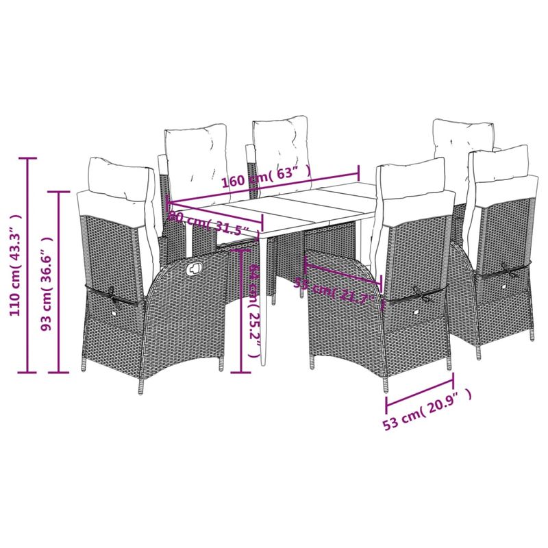 Casa si Gradina - Gradina si terasa - Mobilier exterior - Seturi mobila gradina - Set mobilier de gradina cu perne, 7 piese, maro, poliratan - Infinity.ro