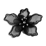 Casa si Gradina - Decoratiuni - DIY - Articole mercerie - Floare textila cu margele pentru decorare haine, diametru 8 cm, Negru - Infinity.ro