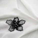Casa si Gradina - Decoratiuni - DIY - Articole mercerie - Floare textila cu margele pentru decorare haine, diametru 8 cm, Negru - Infinity.ro