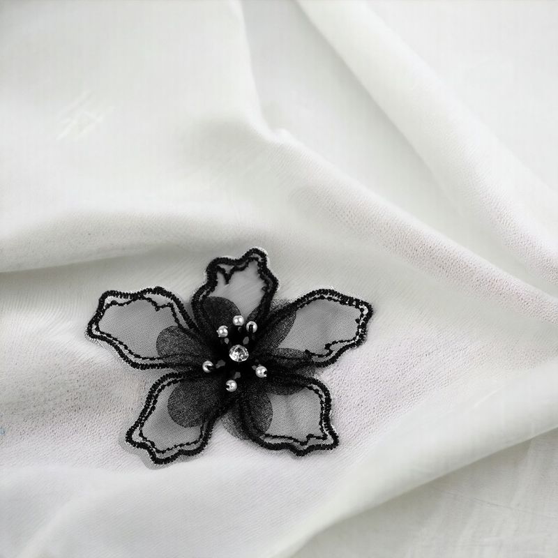 Casa si Gradina - Decoratiuni - DIY - Articole mercerie - Floare textila cu margele pentru decorare haine, diametru 8 cm, Negru - Infinity.ro